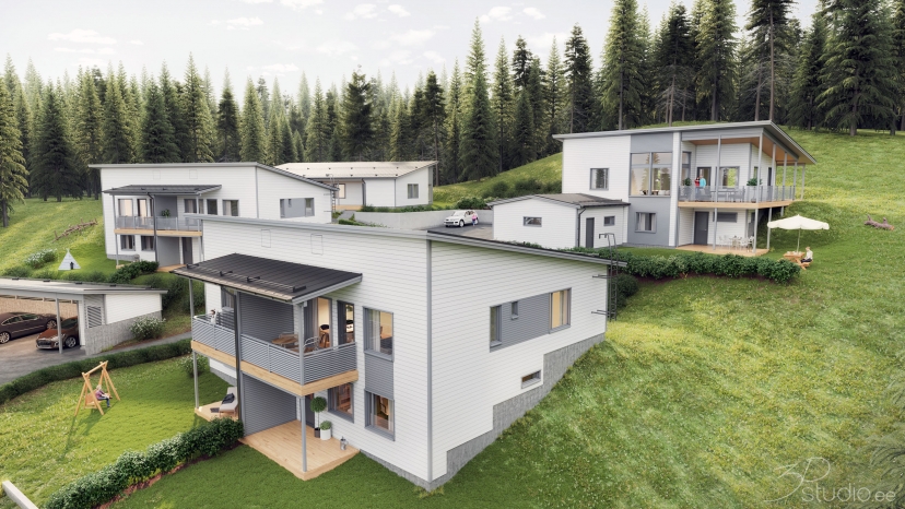 3D kuvat, visualisointi, kiinteistöt, Mulbynmäki 6, Espoo, Finland